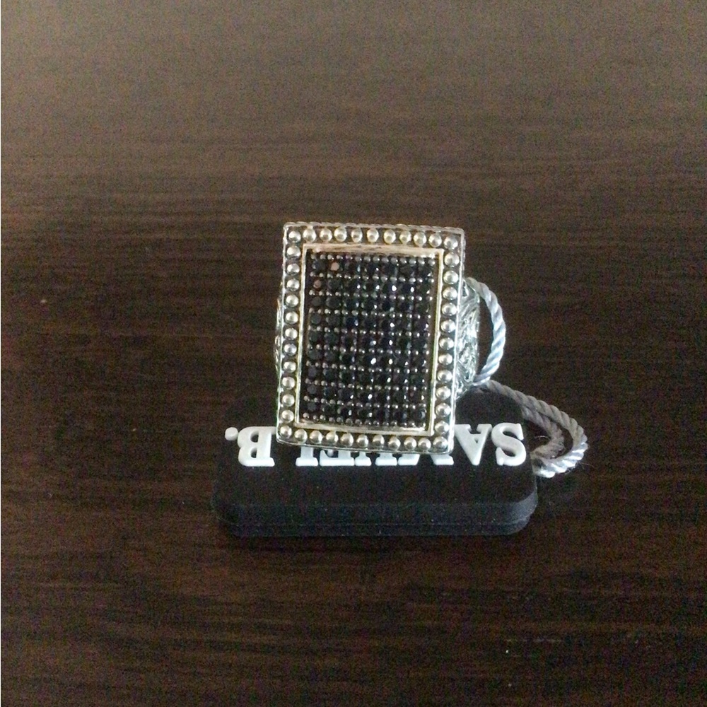 Samuel B. Sterling Silver Balinese Style Black Spinal Rectangular Ring